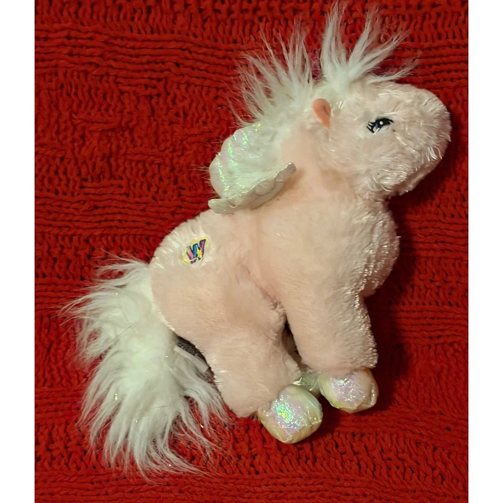 Webkinz Pink Pegasus Plush Ganz Iridescent Wings Hooves Mythical Animal NO CODE